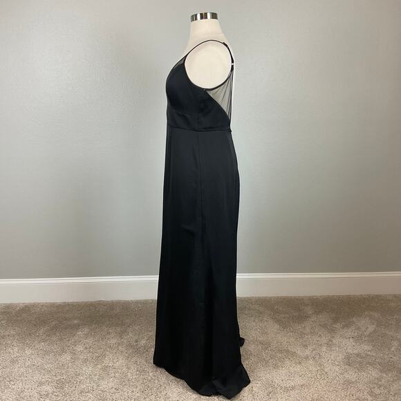 Black Backless Evening Gown Size 16 Sleeveless V-Neck A-Line Formal by AQUA - Picture 6 of 12